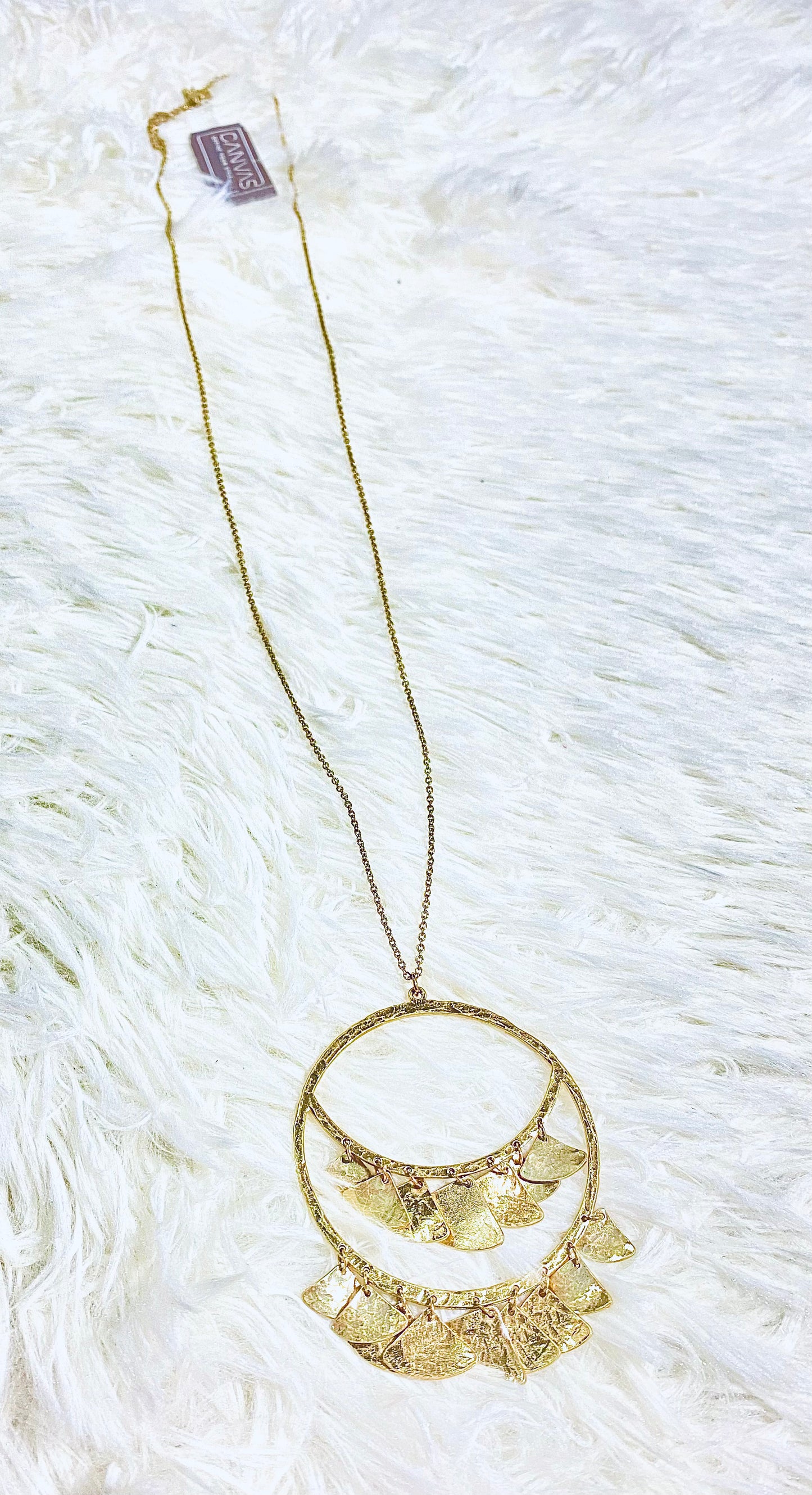 Canvas - Long Gold Circle Tassel Pendant Necklace