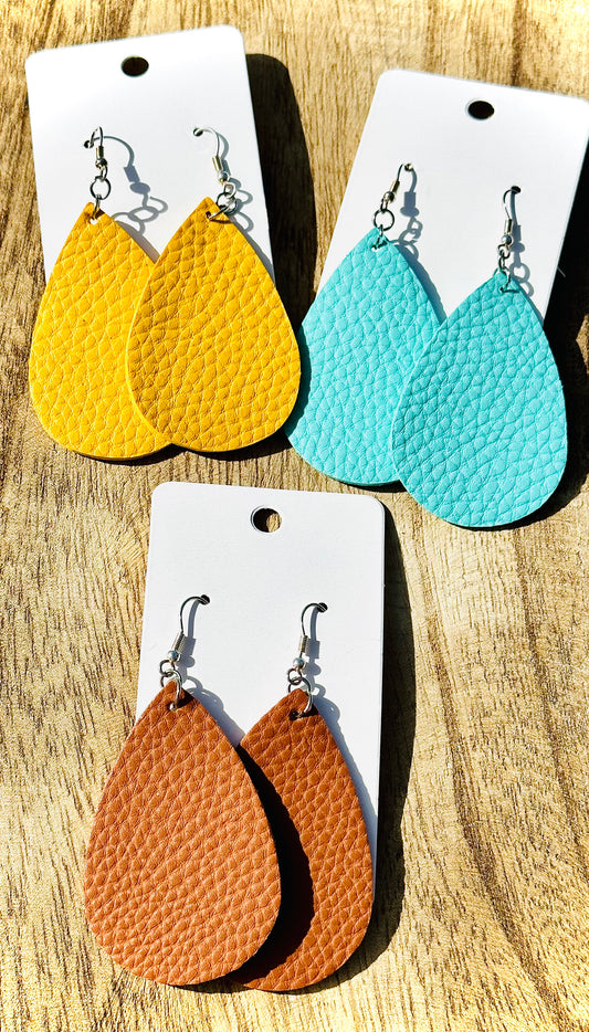 Leather Teardrop Earrings